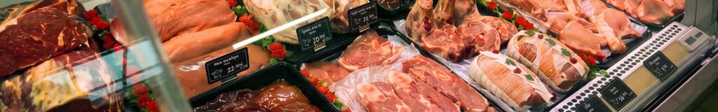 Vitrine boucherie de Carrefour Puylaurens